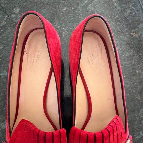 Authentic Gucci Marmont / Double G suede mid heel pumps size 40.5 - Picture 10 of 14